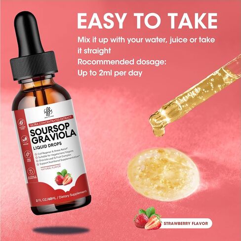 (2 Pack Soursop Graviola Liquid Drop for Cell Support & Regeneration, Immune System and Gut Health Support, Soursop Bitters Liquid, Herbal Goodness, Sugar/Gluten Free, Natural Flavor in Kuwait