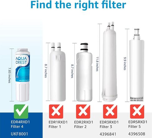 AQUA CREST UKF8001 Replacement for EveryDrop Filter 4, Whirlpool EDR4RXD1, 4396395, Maytag UKF8001P, UKF8001AXX-750, Puriclean II, 46-9006, Refrigerator Water Filter (Pack of 3) in Kuwait