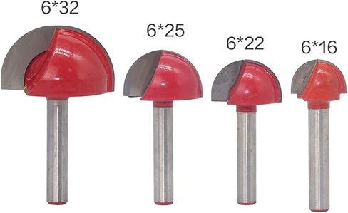 Zkenyao-Router Bit 6mm Shank CNC Tools Solid Carbide Round Nose Bits, Cove Core Box Bit Shaker Cutter Tools for Woodworking, 4pc, Use Safety Reliable (Cutting Edge Length : 4PCS) in Kuwait