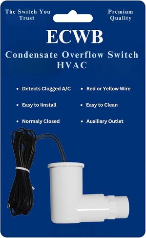 SS2 AC Float Switch AC Float Safety Switch HVAC 3/4 Inch Condensate Shut Off Sensor Can Prevent Overflow in Drain Pan or Gravity Drain Used in Various Applications. ECWB in Saudi Arabia