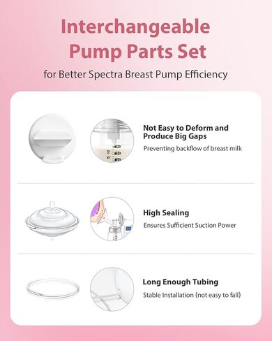Pump Parts Compatible with Spectra S1/S2/9 Plus, Not Original Accessories, Full Set Replacements Include 24mm Flanges, Valves, Backflow Protectors (Duckbills Included), Tubings and Bottles in Saudi Arabia