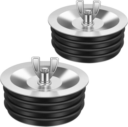 2Pack 4 Inch Sewer Cleanout Cap Cover for Most End of Pipes Sink Pools, Steel Expansion Pipe Plug Floor Sewer Drain Cap Gripper Durable Rubber & Metal Construction Mechanical Plug for PVC Pipe in Saudi Arabia