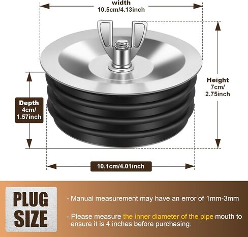 2Pack 4 Inch Sewer Cleanout Cap Cover for Most End of Pipes Sink Pools, Steel Expansion Pipe Plug Floor Sewer Drain Cap Gripper Durable Rubber & Metal Construction Mechanical Plug for PVC Pipe in Saudi Arabia