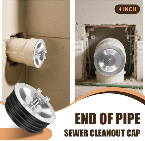 2Pack 4 Inch Sewer Cleanout Cap Cover for Most End of Pipes Sink Pools, Steel Expansion Pipe Plug Floor Sewer Drain Cap Gripper Durable Rubber & Metal Construction Mechanical Plug for PVC Pipe in Saudi Arabia