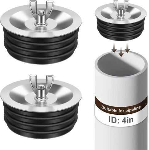 2Pack 4 Inch Sewer Cleanout Cap Cover for Most End of Pipes Sink Pools, Steel Expansion Pipe Plug Floor Sewer Drain Cap Gripper Durable Rubber & Metal Construction Mechanical Plug for PVC Pipe in Saudi Arabia