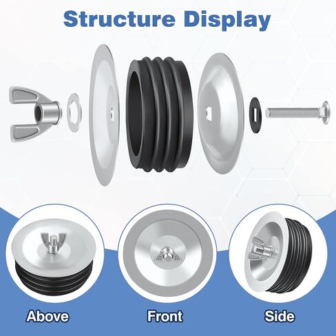 Dreyoo 1 Pcs 4 Inch End of Pipe Gripper Mechanical Plug, Steel Drain Pipe Cover with Galvanized Screw and Wing Nut for Outdoor Sewer Cleanout Drain in Saudi Arabia