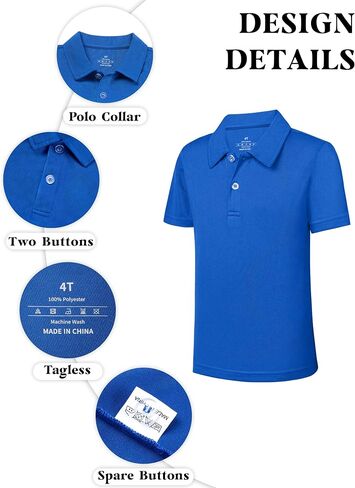 QBK 2T-16Y Boys' School Uniform Pique Polo Kids Performance Neon Short Sleeve Collared Golf Shirt for Toddler to Youth in Saudi Arabia