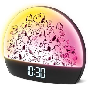 Peanuts Snoopy Sunrise Alarm Clock – Vibrant Snoopy Edition with Multicolor Lights, USB Charging, LED Display, Gentle Wake-Up Simulation, and Handy Snooze Function, Red in Saudi Arabia
