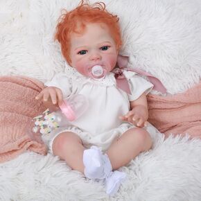 WOOROY Realistic Reborn Baby Dolls Girl- 20 Inch Lifelike Newborn Dolls with Red Hari and Open Eyes, Weighted Cloths Body Real Life Doll with Accessories and Gift Box for Kids 3+ in Kuwait