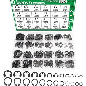 330PCS Snap Rings Kit Kit ، e Clips Kefortment Kit (2mm-12mm) و C Clips Kit (5mm-16mm) ، 24 أحجام خارجيات خارجيات محفوظة الكربون Circlip Snap Ring Kit in Kuwait