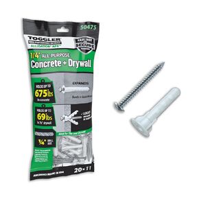 TOGGLER Alligator AF6 Flanged Anchor with Screws, Polypropylene, Made in US, for #6 to #12 Fastener Sizes (20) in Saudi Arabia