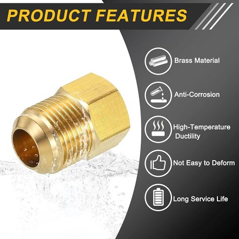 uxcell Brass Pipe Fitting, 5/8 SAE Male x 3/8 SAE Female Pipe Adapter Flare Tube Fitting for Air Gas Line Refrigeration HVAC in Kuwait
