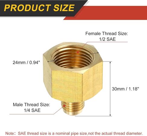 uxcell Brass Pipe Fitting, 5/8 SAE Male x 3/8 SAE Female Pipe Adapter Flare Tube Fitting for Air Gas Line Refrigeration HVAC in Kuwait