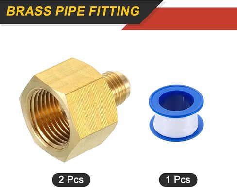 uxcell Brass Pipe Fitting, 5/8 SAE Male x 3/8 SAE Female Pipe Adapter Flare Tube Fitting for Air Gas Line Refrigeration HVAC in Kuwait