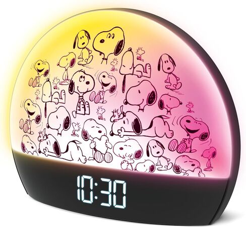 Peanuts Snoopy Sunrise Alarm Clock – Vibrant Snoopy Edition with Multicolor Lights, USB Charging, LED Display, Gentle Wake-Up Simulation, and Handy Snooze Function, Red in Kuwait