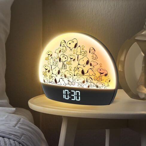 Peanuts Snoopy Sunrise Alarm Clock – Vibrant Snoopy Edition with Multicolor Lights, USB Charging, LED Display, Gentle Wake-Up Simulation, and Handy Snooze Function, Red in Kuwait