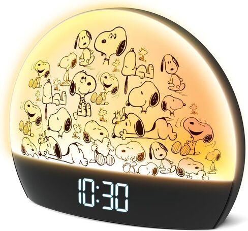Peanuts Snoopy Sunrise Alarm Clock – Vibrant Snoopy Edition with Multicolor Lights, USB Charging, LED Display, Gentle Wake-Up Simulation, and Handy Snooze Function, Red in Kuwait