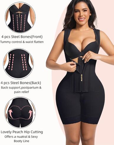 Fajas Colombianas Moldeadoras Shapewear Tummy Control Faja Body Shaper Postpartum Butt Lifter with Zipper Crotch in Kuwait
