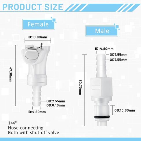 chunful 20 pcs 1/4 "Quick Disconnect Connect Hose Barb Insert Pittings Plastic Male Male Female Coupling Connector 10 Female و 10 Male Monicors in Saudi Arabia
