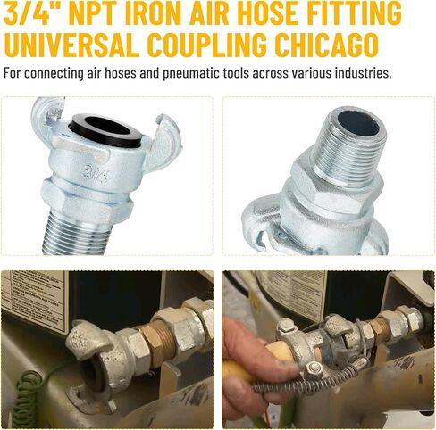 6pcs 3/4 '' NPT Iron Air Hose Fitting ، Universal اقتران Chicago Fitting 3/4 '' لنهاية الذكور in Kuwait