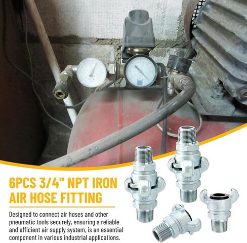 6pcs 3/4 '' NPT Iron Air Hose Fitting ، Universal اقتران Chicago Fitting 3/4 '' لنهاية الذكور in Kuwait