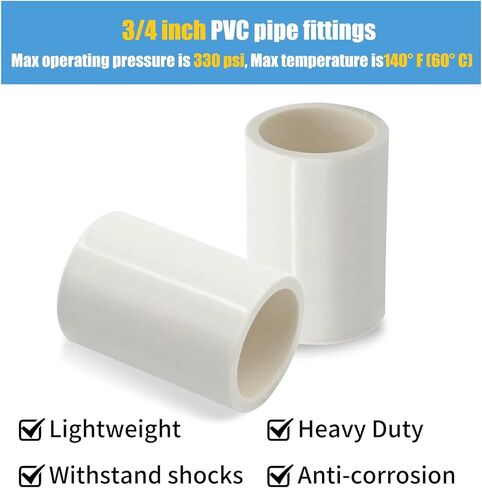 10pcs SCH40 أبيض PVC أنابيب الأنبوب ، 3/4 '' موصل محول مقبس الانزلاق ، تجهيزات الضغط المستقيم للاتصالات المركزية in Kuwait