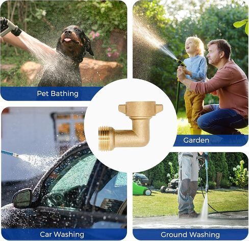 VANCOCO 90 Degree Garden Hose Elbow 2-Pack - 3/4" Heavy Duty Hose Bib Extender Solid Brass with Leak-Proof Washers for RV/Car Wash in Saudi Arabia