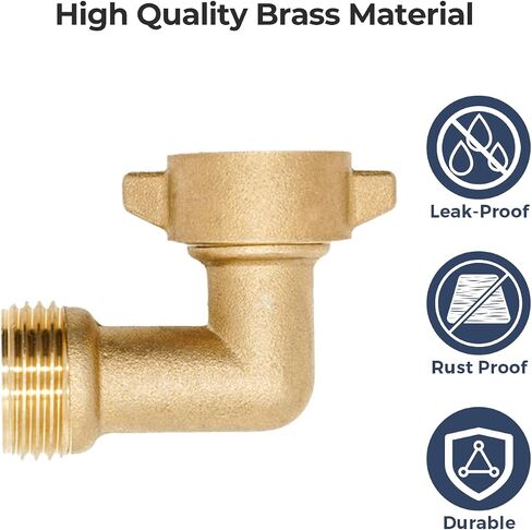 VANCOCO 90 Degree Garden Hose Elbow 2-Pack - 3/4" Heavy Duty Hose Bib Extender Solid Brass with Leak-Proof Washers for RV/Car Wash in Saudi Arabia