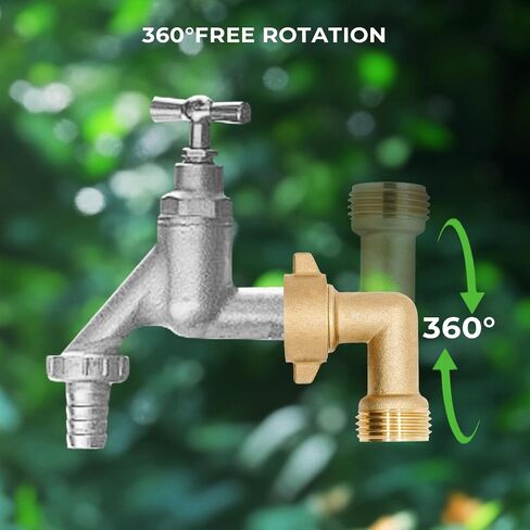 VANCOCO 90 Degree Garden Hose Elbow 2-Pack - 3/4" Heavy Duty Hose Bib Extender Solid Brass with Leak-Proof Washers for RV/Car Wash in Saudi Arabia