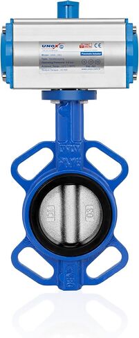 Unox Pneumatic Actuged Butterfly Valve Wefer Type DN40 (1 1/2 ") بتمثيل مزدوج 230 رطل (16 بارًا) ، قرص حديدي مع GGG -40.3 SFERO ، مقعد EPDM للهواء المائي in Kuwait