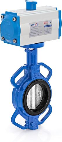 Unox Pneumatic Actuged Butterfly Valve Wefer Type DN40 (1 1/2 ") بتمثيل مزدوج 230 رطل (16 بارًا) ، قرص حديدي مع GGG -40.3 SFERO ، مقعد EPDM للهواء المائي in Kuwait