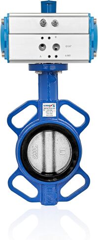 Unox Pneumatic Actuged Butterfly Valve Wefer Type DN40 (1 1/2 ") بتمثيل مزدوج 230 رطل (16 بارًا) ، قرص حديدي مع GGG -40.3 SFERO ، مقعد EPDM للهواء المائي in Kuwait