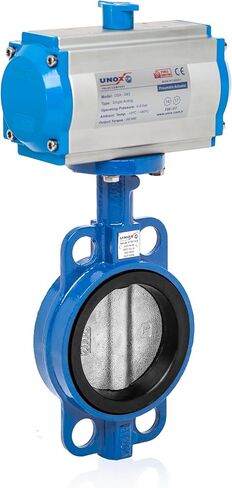 Unox Pneumatic Actuged Butterfly Valve Wefer Type DN40 (1 1/2 ") بتمثيل مزدوج 230 رطل (16 بارًا) ، قرص حديدي مع GGG -40.3 SFERO ، مقعد EPDM للهواء المائي in Kuwait
