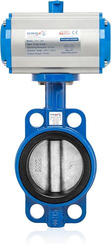 Unox Pneumatic Actuged Butterfly Valve Wefer Type DN40 (1 1/2 ") بتمثيل مزدوج 230 رطل (16 بارًا) ، قرص حديدي مع GGG -40.3 SFERO ، مقعد EPDM للهواء المائي in Kuwait