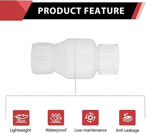 (Pack of 50) EFIELD 1/2 Inch PVC Inline Check Valve, Schedule 40, Solvent Connections, PVC Spring Check Valve,(PVC047-5-50PCS) in Kuwait