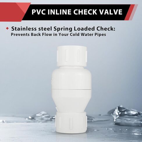 (Pack of 50) EFIELD 1/2 Inch PVC Inline Check Valve, Schedule 40, Solvent Connections, PVC Spring Check Valve,(PVC047-5-50PCS) in Kuwait