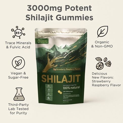 Shilajit Gummies - 100% Pure Himalayan Shilajit, 3000mg Platinum-Grade Shilajit for Men & Women, Energy Boost & Immune Support, No Added Sugar, Non-GMO | Ashwagandha, Gokshura | 85+ Trace Minerals in Saudi Arabia