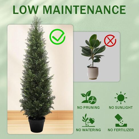 HMASYO 3FT Artificial Cedar Topiary Trees for Outdoor, Set of 2 Potted Fake Cypress Tree Faux Evergreen Plants with UV Resistant Leaves for Home Porch Front Door Garden Decorations in Saudi Arabia