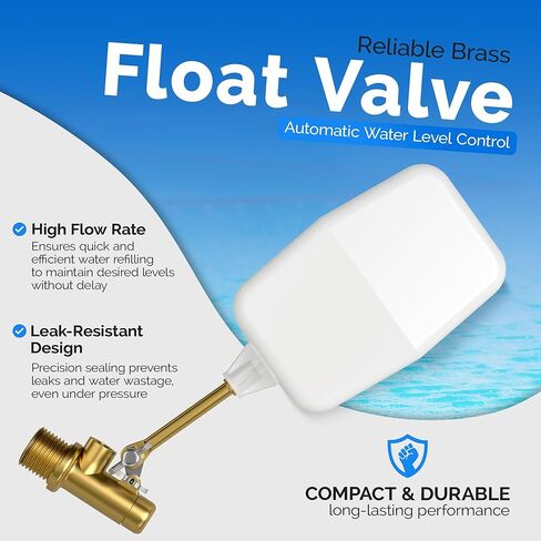 3/8" Water Float Valve – Heavy-Duty 125 PSI Water Level Controller - Easy Wingnut Adjustment Float Valve – Adjustable Flow (2.25 GPM) for In-Ground Pools & Auto-Fill Systems in Kuwait