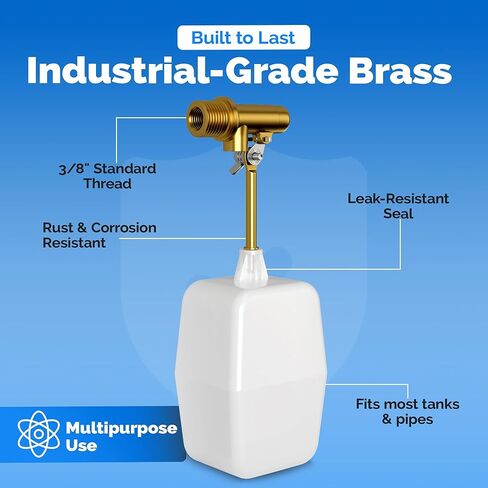 3/8" Water Float Valve – Heavy-Duty 125 PSI Water Level Controller - Easy Wingnut Adjustment Float Valve – Adjustable Flow (2.25 GPM) for In-Ground Pools & Auto-Fill Systems in Kuwait