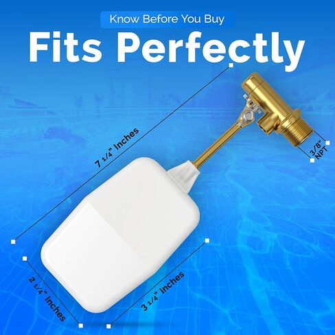 3/8" Water Float Valve – Heavy-Duty 125 PSI Water Level Controller - Easy Wingnut Adjustment Float Valve – Adjustable Flow (2.25 GPM) for In-Ground Pools & Auto-Fill Systems in Kuwait