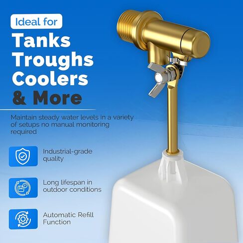 3/8" Water Float Valve – Heavy-Duty 125 PSI Water Level Controller - Easy Wingnut Adjustment Float Valve – Adjustable Flow (2.25 GPM) for In-Ground Pools & Auto-Fill Systems in Kuwait