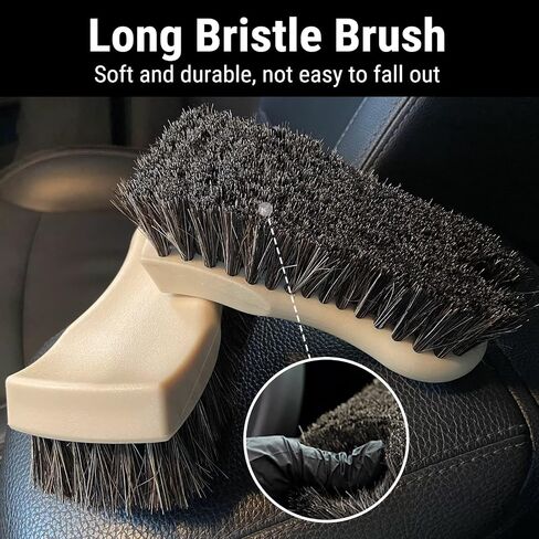 2PCS Leather Cleaning Brush, Horse Hair Brush for Car Leather Seat, Fabric, Shoes and Furniture, Soft Detailing Brush for Carpets, Seat Belts and Car Interior in Saudi Arabia