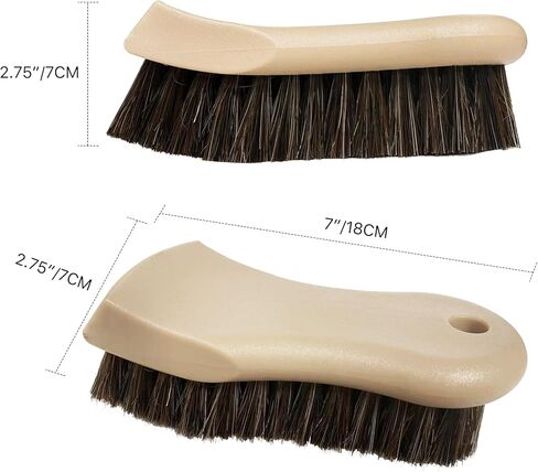 2PCS Leather Cleaning Brush, Horse Hair Brush for Car Leather Seat, Fabric, Shoes and Furniture, Soft Detailing Brush for Carpets, Seat Belts and Car Interior in Saudi Arabia