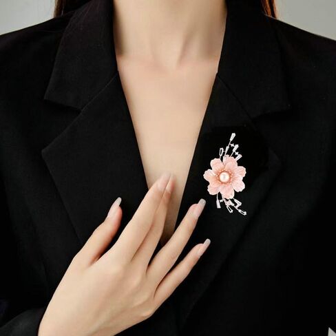 14K Gold Vintage Shell Camellia Peony Brooch, Winter Collection Floral Pin, Elegant Accessory for Coats and Suits with Secure Fastener in Kuwait