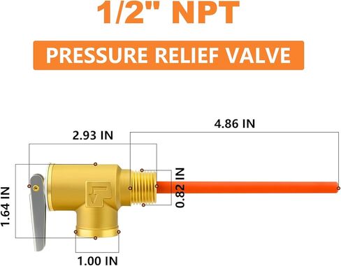 GASHER 1/2" NPT RV Water Heater Temperature & Pressure Relief Valve with Epoxy-Coated Probe, For Hot Water Heater Tanks in Saudi Arabia