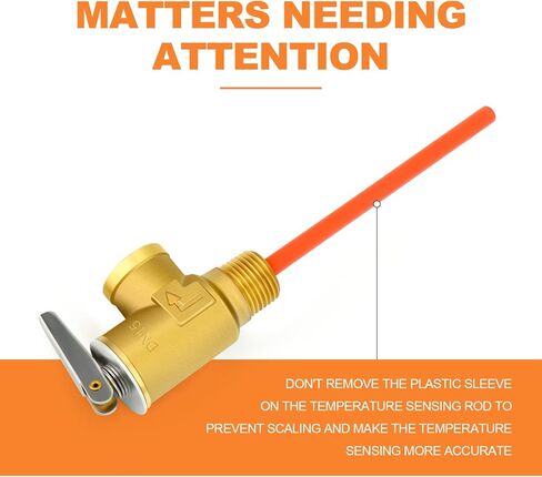 GASHER 1/2" NPT RV Water Heater Temperature & Pressure Relief Valve with Epoxy-Coated Probe, For Hot Water Heater Tanks in Saudi Arabia