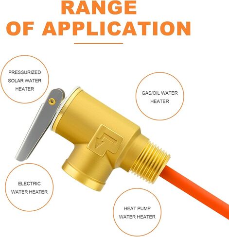 GASHER 1/2" NPT RV Water Heater Temperature & Pressure Relief Valve with Epoxy-Coated Probe, For Hot Water Heater Tanks in Saudi Arabia