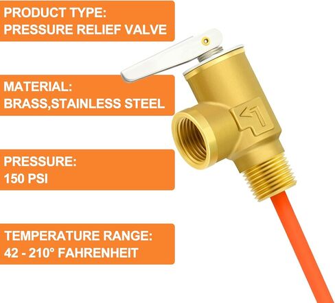 GASHER 1/2" NPT RV Water Heater Temperature & Pressure Relief Valve with Epoxy-Coated Probe, For Hot Water Heater Tanks in Saudi Arabia
