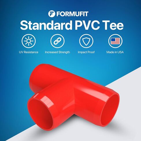 FORMUFIT 1-1/4" Tee Furniture Grade PVC Fitting in White, Made in USA, UV-Resistant, Impact-Proof, 1.660" Actual Socket Diameter (Pack of 4) - F114TEE-WH-4 in Kuwait